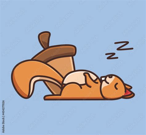 cute squirrel sleeping nap. animal flat cartoon style illustration icon ...