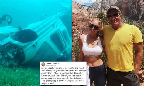 Pictured: Underwater wreckage of Chris Cline's helicopter and Trump offers condolences to family ...