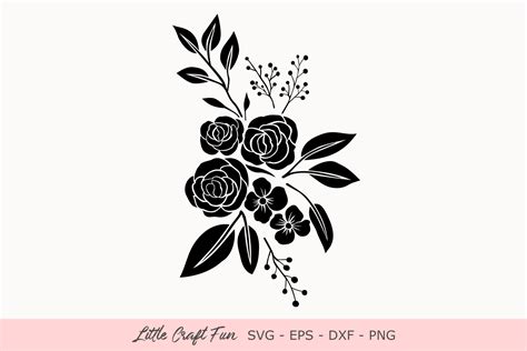 Rose Flowers Silhouette Svg Graphic by Little Craft Fun - Creative Fabrica