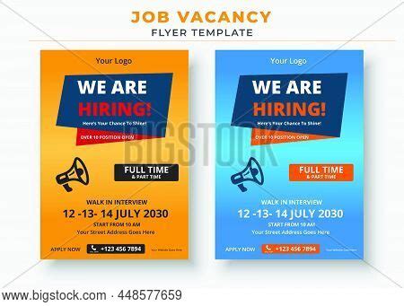 Job Vacancy Flyer Vector & Photo (Free Trial) | Bigstock