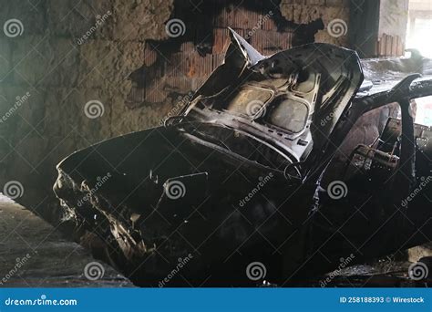 A Wrecked Car In A Junkyard By Railroad Tracks Royalty-Free Stock Photography | CartoonDealer ...