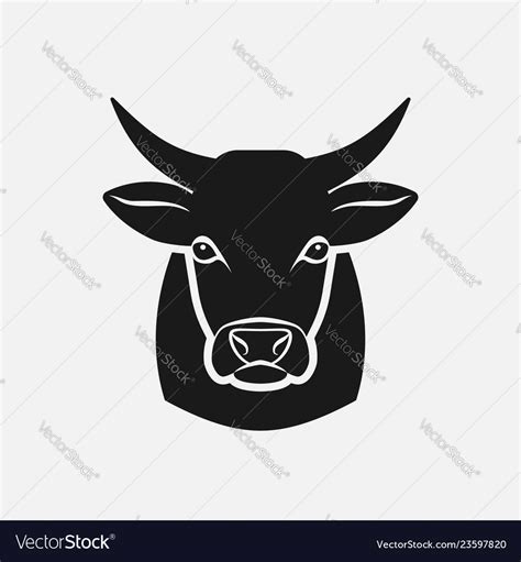 Cow head silhouette farm animal icon Royalty Free Vector