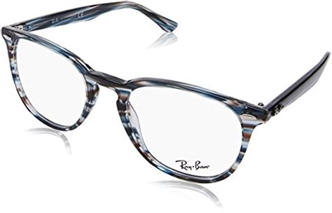 Lyst - Ray-Ban 0rx7159 No Polarization Square Prescription Eyewear Frame Blue Grey Striped 52 Mm ...