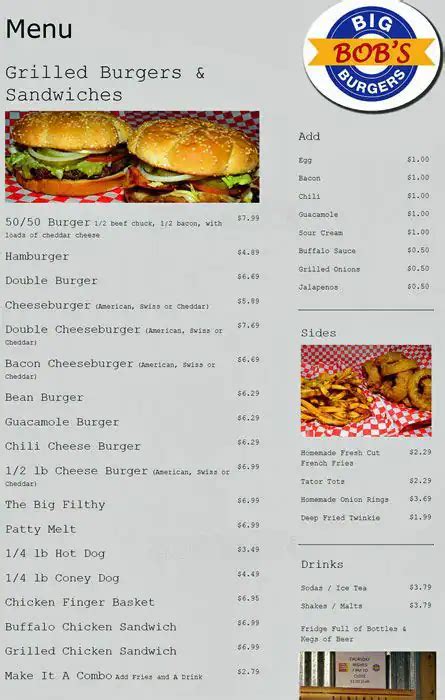 Big Bob's Burgers Menu, Menu for Big Bob's Burgers, North Central, San Antonio - Urbanspoon/Zomato