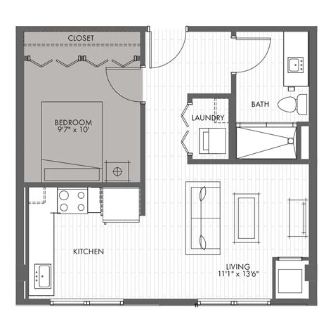 One Bedroom Apartment Floor Plan | www.cintronbeveragegroup.com