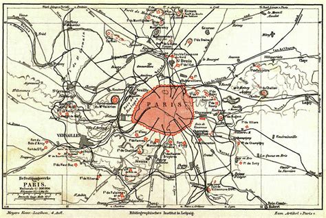 Vintage Paris and Surrounding Area Map - 1890 Drawing by CartographyAssociates - Pixels