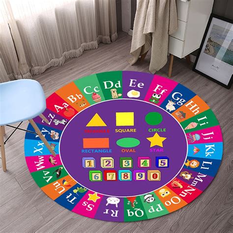 Kids Round Educational Rugs 3.94 feet Educational Seating Rug for Children, School Classroom ...