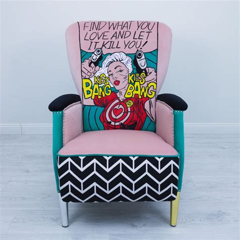 The chair is made in pop art style. Kiss, bang bang!!!