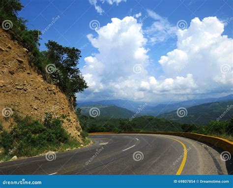 Mountain road turn stock photo. Image of roadside, delivering - 69807854