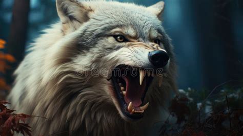 A Close Up of a Wolf with Its Mouth Open. Generative AI Image. Stock ...