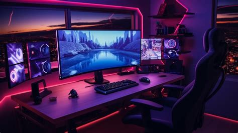 Premium AI Image | Gaming setup with everything from Asus ROG dual ...