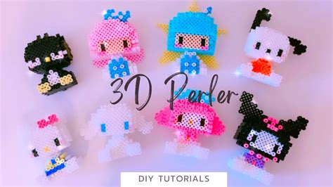 KUROMI & MY MELODY 3d perler Tutorial Easy - YouTube