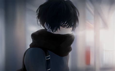 Depressed Anime Boy With Black Hair