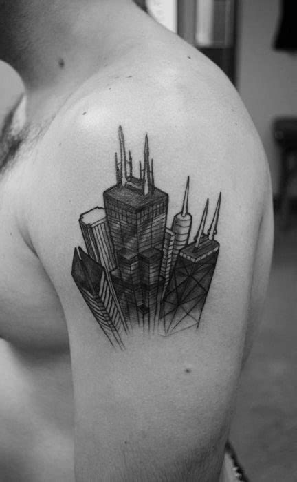 20 Chicago Skyline Tattoo Designs For Men - Urban Center Ink