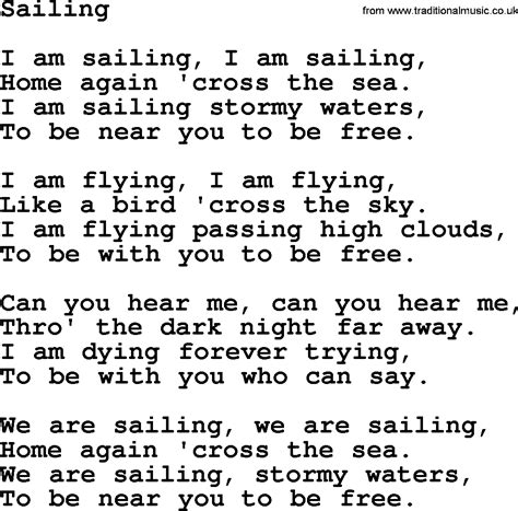 Joan Baez song - Sailing, lyrics