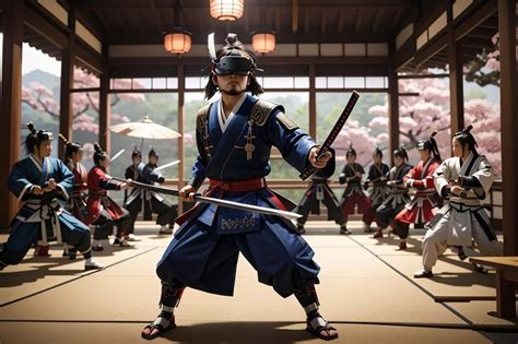 Premium AI Image | VR Samurai Swordsmanship Showdown