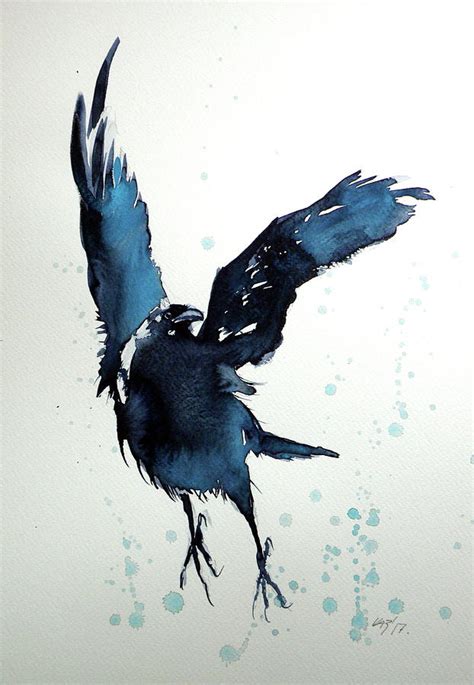 Flying crow Painting by Kovacs Anna Brigitta - Fine Art America