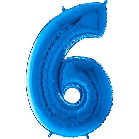 26" Midsize Foil Shape Balloon Number 6 Blue | Bargain Balloons - Mylar ...