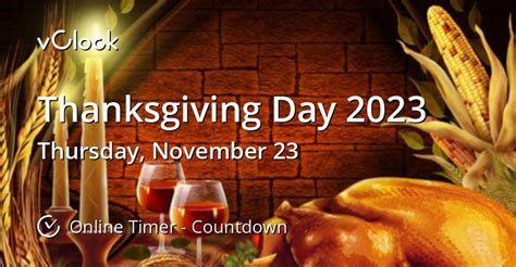 When is Thanksgiving Day 2023 - Countdown Timer Online - vClock