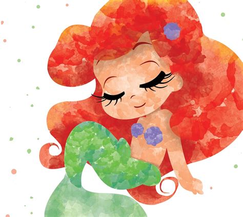 Princess Ariel Poster Watercolor Art Print ariel Nursery | Etsy