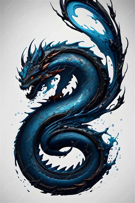 Premium AI Image | Painting art of Blue Chinese Dragon