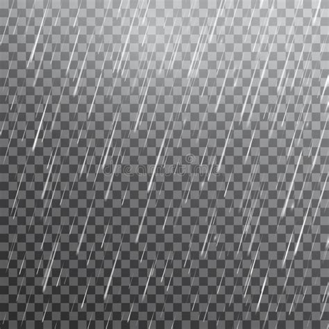 Realistic Rain on Transparent Background. Rainfall Texture. Falling Water Drops. Rain Storm ...