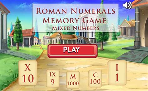 Roman Numerals Game - Online Interactive Concentration Card Game