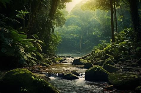 Premium AI Image | Rainforest landscape photography