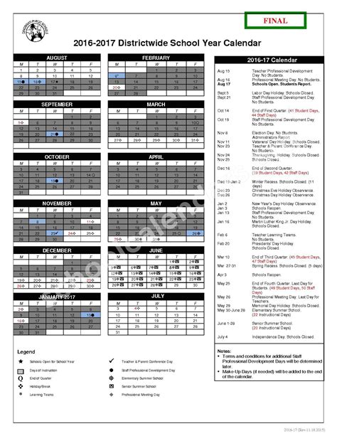 2016 - 2017 CPS Calendar | Cincinnati Public Schools – Cincinnati, OH