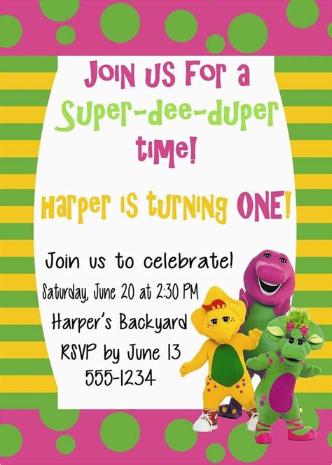 Barney Birthday Invitations Free | BirthdayBuzz