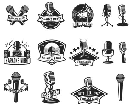 Karaoke Microphone Music Vector Hd PNG Images, Vector Flyer Illustration On A Karaoke Party ...