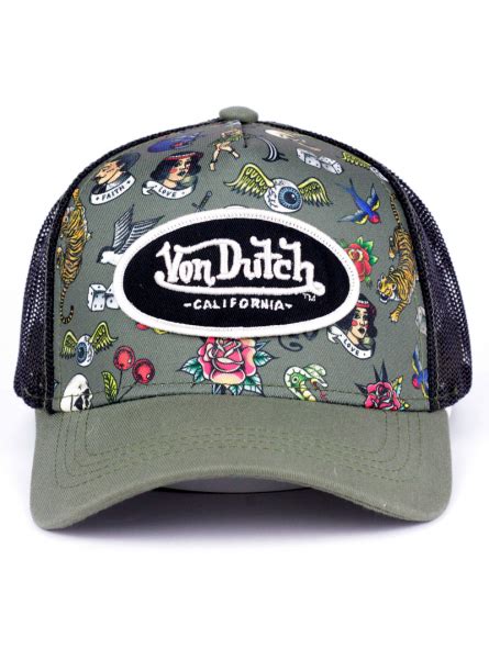 Von Dutch TATTOO Trucker Adult, Olive Green| Top Hats