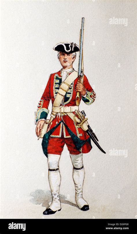 British Military Print, Redcoat, Green Howards Museum, Private 1742, 18th century soldier ...