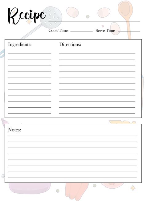 Blank Recipe Cards - 10 Free PDF Printables | Printablee