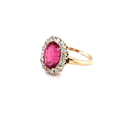 Antique 2 Carat Ruby and 0.65 Carat Old European Diamond Ring, circa ...