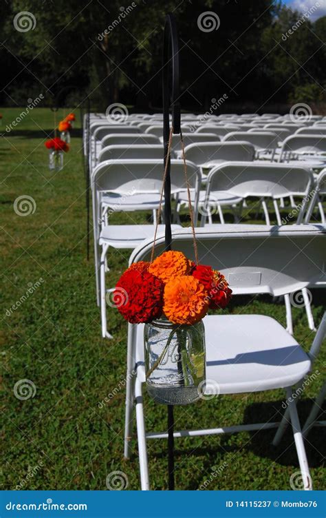 Outdoor Wedding with Flowers Stock Image - Image of aisle, preparation ...