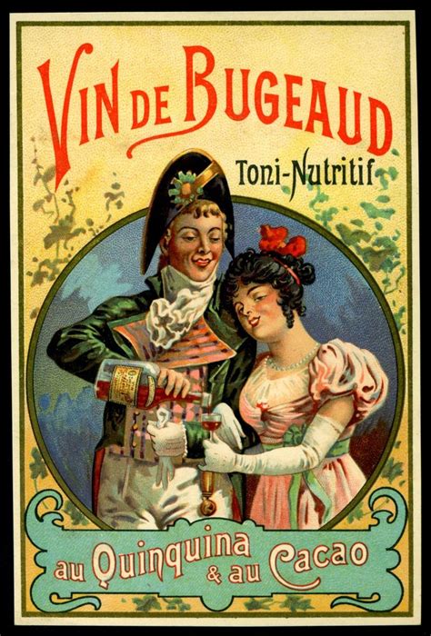 an old advertisement for wine from the 1800s's, featuring a man and woman