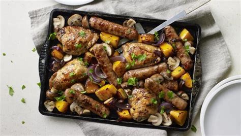 Cumberland sausage, chicken and squash traybake – Saturday ...