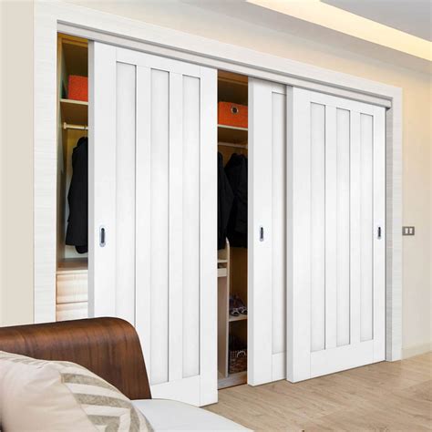 Three Sliding Wardrobe Doors & Frame Kit - Idaho 3 Panel Door - White