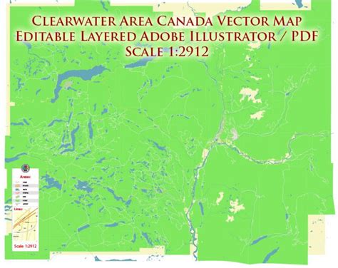 Clearwater Area British Columbia Canada PDF Vector Map Exact High ...