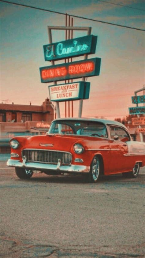 Download 1955 Chevrolet Bel Air Red Retro 80s Aesthetic Wallpaper ...