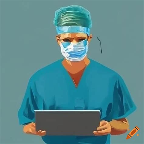 Surgeon working on laptop on Craiyon