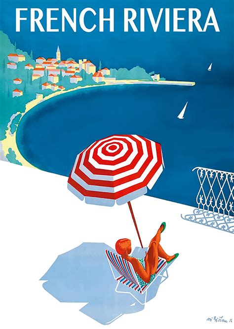 1954 French Riviera Travel Poster by Retro Graphics | Vintage french posters, Vintage beach ...