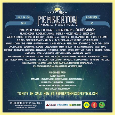 Pemberton Music Festival Tickets 2014 | July 16-18 | Pemberton music festival, Music festival ...