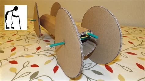 Rubber Band Powered Car - cardboard tube and wheels - YouTube