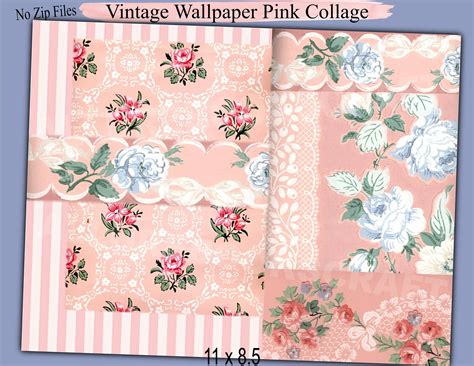 Vintage Pink Collage Wallpapers Full Page Junk Journal - Etsy