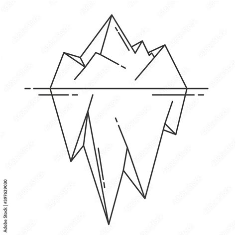 Iceberg icon in outline style. Vector illustration. Stock Vector ...