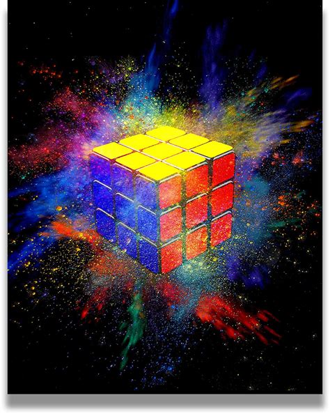 Buy Rubik's Cube Color Burst - Wall Art Decor Print with a black ...