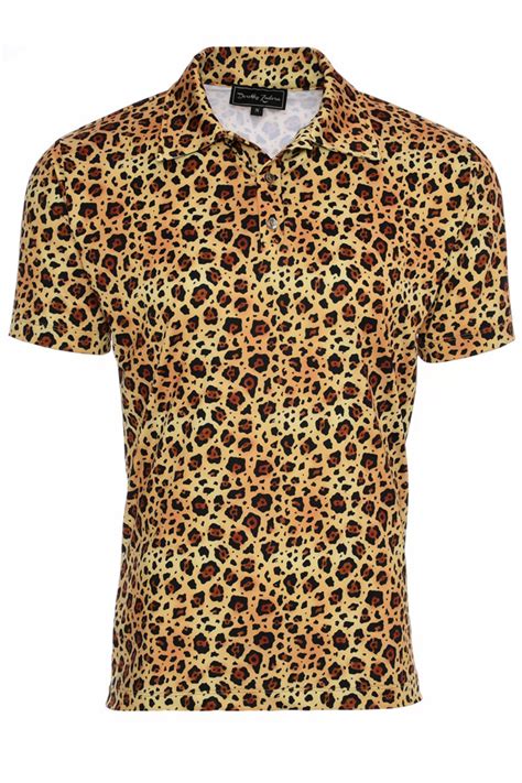 Mens Leopard Cool Animal Print Jersey Tennis Golf Polo Shirt SP