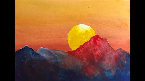 Dramatic Sunset watercolor tutorial, an easy step by step painting #irmgardart | FunnyDog.TV